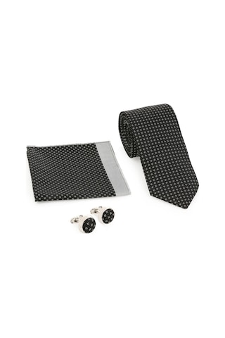 Siyah Kravat Kol Düğmesi Hediyelik Set-brianze Kmk-17