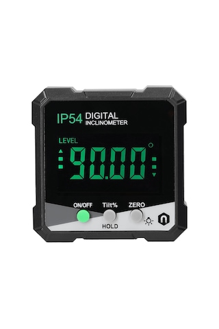 Kangvka Yeşil Ip54 Dijital Eğim Ölçer, 4x90 Aralık, Lcd Işıklı Ekran, Tek Taraflı Manyetik, Mutlak/ilişkisel Ölçüm, Veri Tutma Fonksiyonu