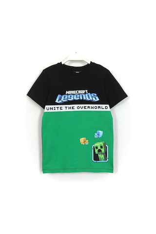 Erkek Çocuk Minecraft Lagends Baskılı T-shirt 4-13 Yaş Yeşil