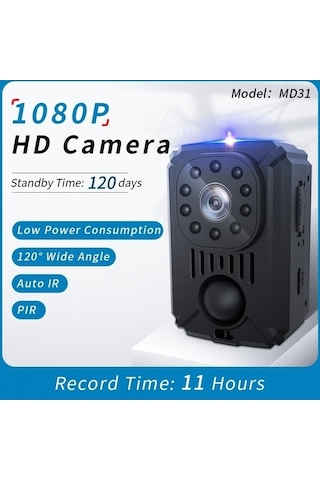 Md31 Mini 1080p Hd Kamera Gece Görüşü Pır Hareket Eylem Mikro Kamera Siyah