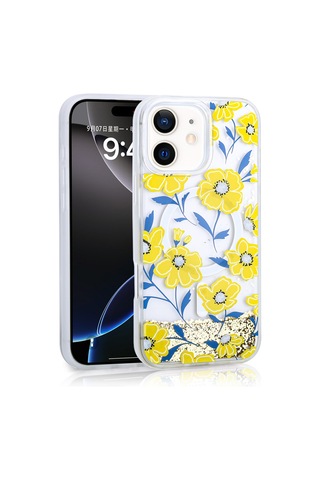 Zore Apple iPhone Uyumlu 11 Kılıf Sıvılı Simli Baskılı Şeffaf Arka Yüzey Omsy Mossa Silikon Kapak - Pembe
