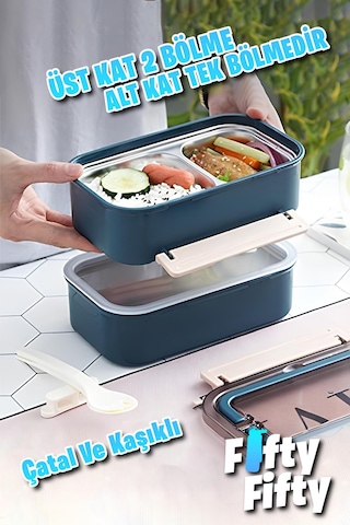 Vagonlife Bento Lunch Box 1600 Ml 2 Kat Sefer Tası Paslanmaz Çelik -fflbox2221