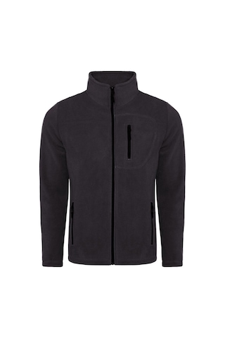 Genius Store Tam Fermuarlı 3 Cepli Outdoor Tactical Flecee Erkek Polar Ceket - Koyu Füme