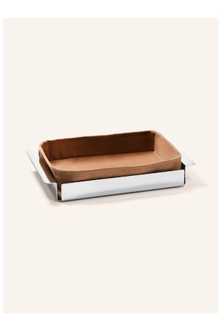 A Tavola Ekmek Sepeti, Paslanmaz Çelik Ve Keten Tekstil, 5x25x16 Cm Metal