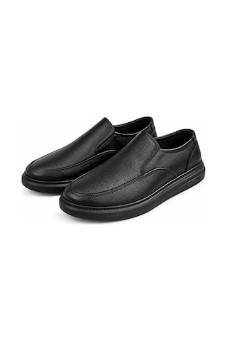 Yalçın Erkek Siyah Suni Deri Bağcıksız Loafer Ayakkabı Dokulu Yüzey, Dikiş Detaylı Kalın Taban Siyah - 933533797 Siyah