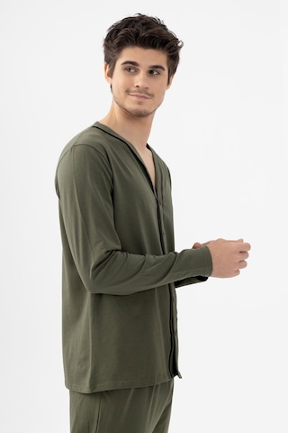 Erkek Pamuklu, Likralı, Düğmeli Ve Cep Detaylı Pijama Takımı Ko6301pj Haki - Siyah