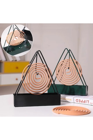 Elmpaly 1 Adet Zarif Demir Sivrisinek Oltası - Yeşil Üçgen Spiral Tütsülük Dayanıklı Ev Dekoru
