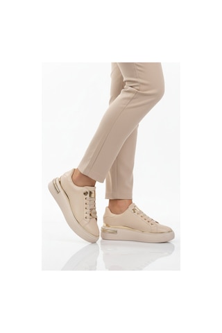 Ayakmod Bej Bağcıklı Taş İşlemeli Hafif Kadın Sneaker 431156 Z Bej