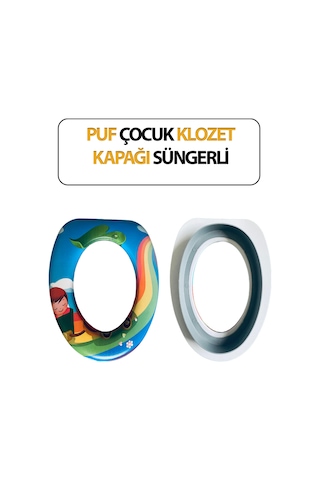 Çocuk Klozet Kapağı, Desenli, Yumuşak, Hijyenik, Yüksek Yoğunluklu Sünger Ve Suni Deri Beyaz
