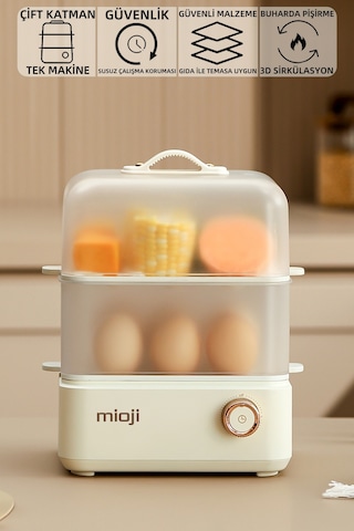 Mioji EG8B 500 W Yumurta Ve Çok Amaçlı Buharlı Pişirici Beyaz