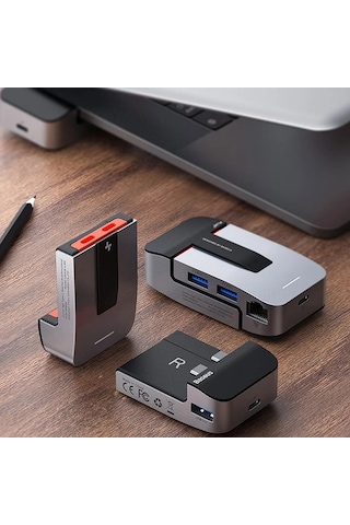 Baseus Armor Age 9in1 Type-c Çok Fonksiyonlu Hub Hdmı Rj45 Usb 3.0- 5775 Renkli