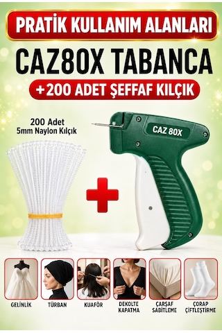 CADY Türban Gelinlik Tabancası 80x Ve 200 Adet 2 Soket 5mm Naylon