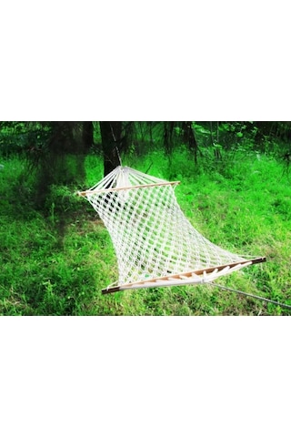 Çift Kişilik Çift Kat Makrome Salıncak Hamak En 130 CM Boy 2.5 M Beyaz Çift Kişilik Çift Kat Makrome Salıncak Hamak En 130 CM Boy 2.5 M Beyaz