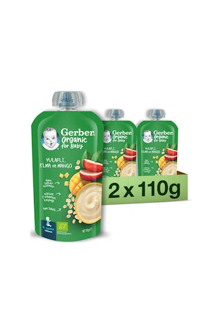 Gerber Organik Yulaflı Elma ve Mango Püresi 110g  x 2 Adet