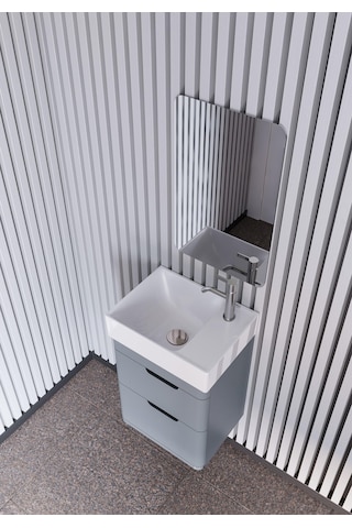 Turkuaz Cerastyle Sharp Etajer Uyumlu Damlalıklı Lavabo 40 30 Cm Beyaz