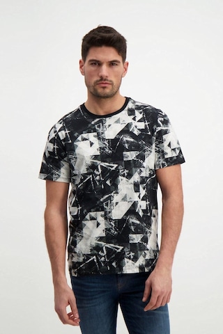 Rich Siyah Desenli Erkek Bisiklet Yaka T-shirt SIYAH