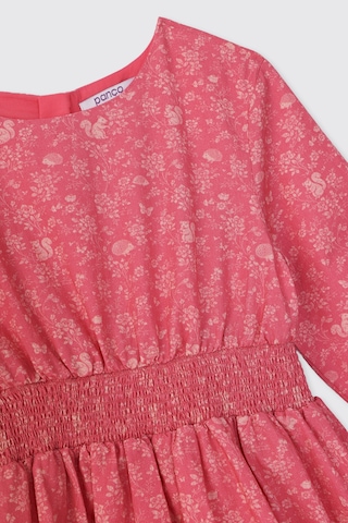 Panço Kız Çocuk Desenli Pembe Elbise 2621gk26018