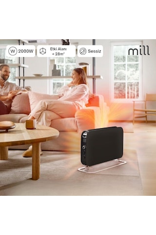 Mill Elektrikli Taşınabilir Panel Isıtıcı 2000w Siyah