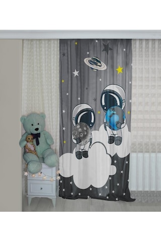 Astronot Bip194 Çift Kanat Çocuk Odası Fon Perde Astronot Bip194 Çift Kanat Çocuk Odası Fon Perde