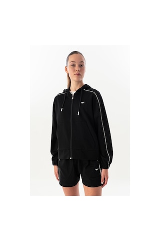 Maraton Comfort Kadın Kapüşonlu Siyah-beyaz Tracktop Siyah-beyaz
