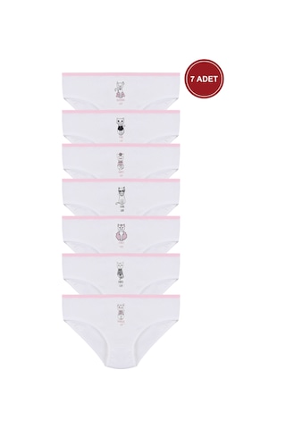 Kız Çocuk 6'lı Sevimli Fare Desenli Slip 1054 Beyaz