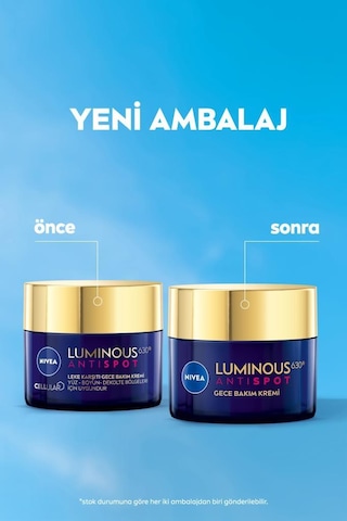 Nivea Luminous630 Thiamidol Etkili Leke Karşıtı Gece Yüz Bakım Kremi Hyaluronik Asit Nemlendirici 50 ML
