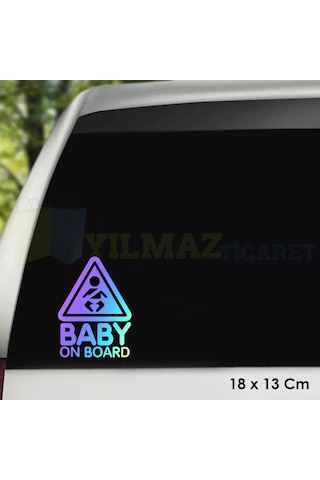 Dikkat Arabada Bebek Var Hologram Oto Sticker Çıkartma Etiket