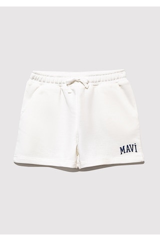Mavi - Mavi Logo Baskılı Beyaz Şort 7410002-70057 Beyaz