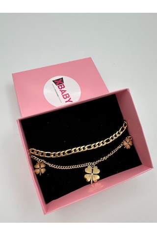 Xbaby Üç Yonca Şekilli Gold Çelik Bileklik Gold