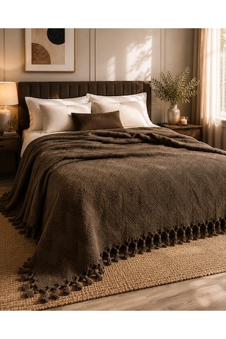 Kapreo Home Craft Collection Premium Çift Kişilik Pike 200 X 230 Kahverengi