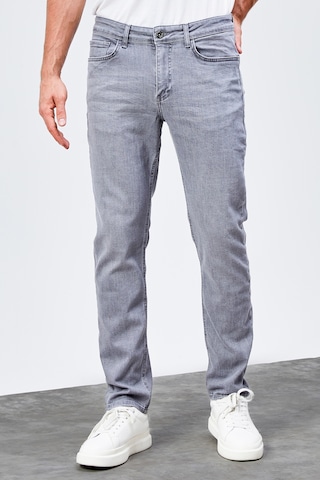 HLT Jeans Erkek Gri Regular Fit Boru Paça Likralı Rahat Kesim Jean Kot Pantolon Hlthe001983