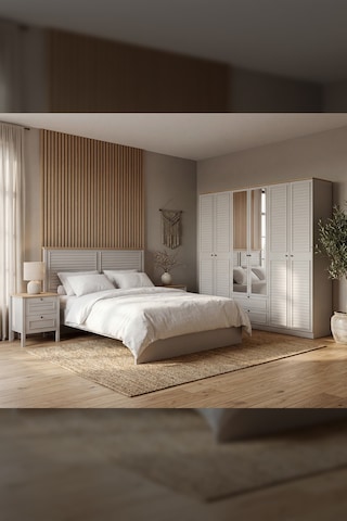 Taiga 6 Kapaklı 2 Çekmeceli Gardırop/dolap 206x210x52 Cm Buz Gri Country Tasarım