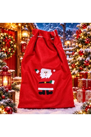 Noel Baba Çuvalı 1 Adet Noel Baba Hediye Çuvalı Büyük Boy 70x50 Cm 45