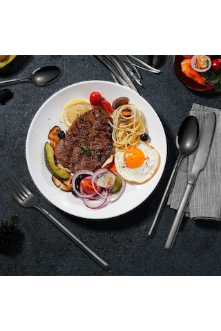 Valkyrie Çantalı Yolculuk Çatal Kaşık Bıçak Seti Kişiye Özel 1. Sınıf Paslanmaz Çelik Ofis Okul Kamp Restaurant C3404 Siyah