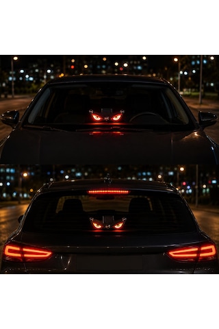 Solar Devil Eyes Araç Işıkları Ön - Arka Cam Güneş Enerjili - Usb Bağlantılı Led Sarı Kırmızı
