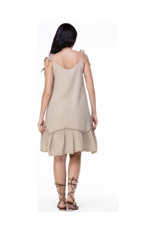 Askılı Müslin Serra Volanlı Kısa Elbise Vizon Vzn-vizon
