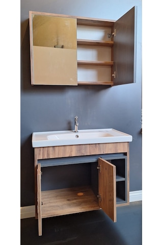 Dehos 65cm Lara Banyo Dolabı Atlantik Çam - Antrasit