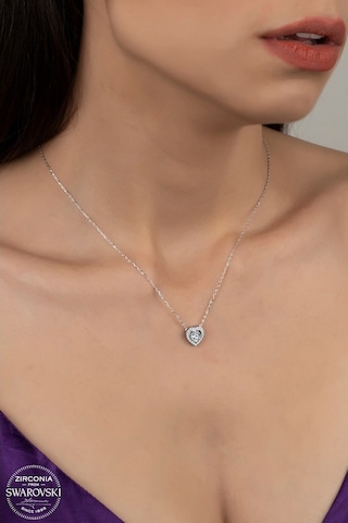 Union Swarovski Zirconia Kadın Kalp Pırlanta Doğum Günü Gümüş Ko