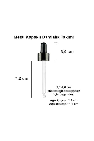 Afracam Amber 50 Ml Metal Kapaklı Dropper Damlalık Cam Şişe Siyah