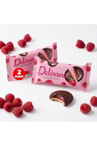 Delisana Çikolata Kaplamalı Ahududu Aromalı Jöle Dolgulu Kek 135gr 2 Adet