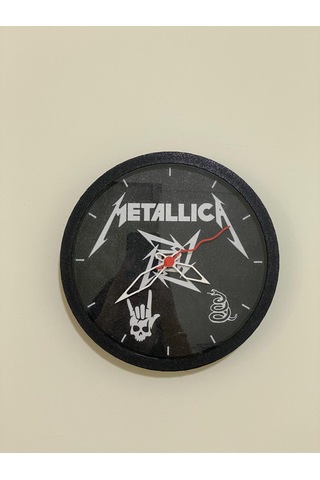 Metallica Temalı, Koyu Gri Kasa, Dekoratif Duvar Saati Siyah