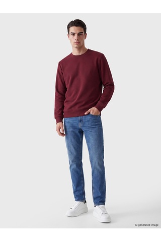 Lcwaıkıkı Classic Bordo Bisiklet Yaka Erkek Kalın Sweatshirt