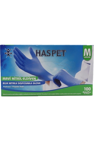 Haspet Mavi Nitril Eldiven Medium 100'lü Haspet Mavi Nitril Eldiven Medium 100'lü