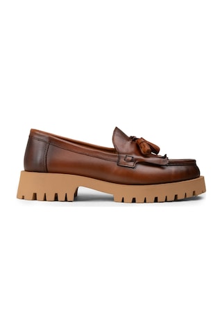 Deery Kadın Hakiki Deri Taba Renkli Püsküllü Loafer - 02033ztbac02