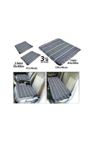 Z Tech Serme Oto Koltuk Kılıfı Minderi, 3 Parça Set, Kilim Dokuma, Mavi-karışık