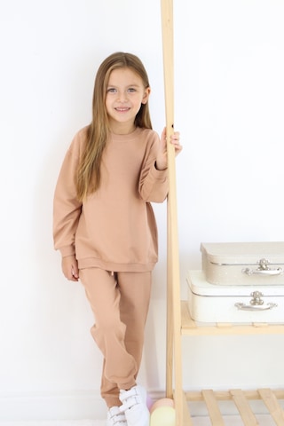 Kız Çocuk İki İplik Basic Eşofman Takımı Kahverengi