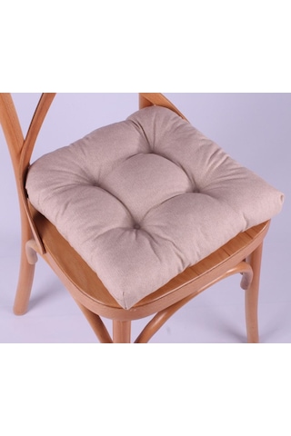 Altınpamuk Altınpamuk Lina Pofidik Bej Sandalye Minderi Özel Dikişli Bağcıkl