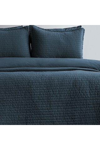 İssimo Home Savanna Lacivert Çift Kişilik Yıkanmış %100 Pamuk Pop Lacivert