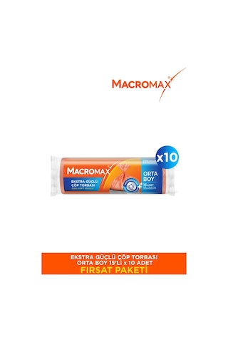 Ekstra Güçlü Çöp Torbası Orta Boy - 15 Li Paket X10