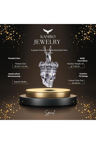 Gothic Kolye - 925 Ayar Gümüş Erkek Kolye - El Yapımı Kolye Gümüş